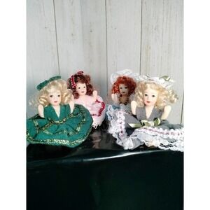 Mini Porcelain Dolls lot of 4 and 2.5" tall